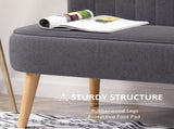 Modern Double Seat Sofa Loveseat Couch 2 Seater Compact Sofa Padded Linen Wood Leg Dark Grey T3398P378087
