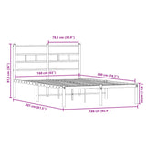 Metal Bed Frame without Mattress Smoked Oak 160x200 cm 4017056