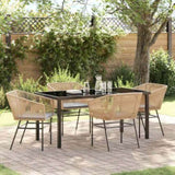Garden Dining Set with Cushion 5 pcs Brown Powder-Coated Steel 3380928