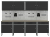Work Cabinet with Drawer 10 pcs Black Engineered Wood and Steel 3321482