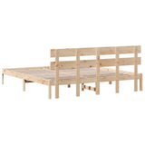 Bed Frame with Headboard Brown 200 x 200 cm Solid Pine wood 872149