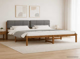 Bed Frame with Upholstered Headboard Natural and Light Grey 3405126