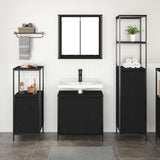 Bathroom Furniture Set with Shelf Wall-mounted 3 pcs Black oak 3328394