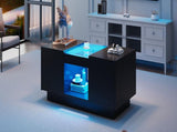 LED Coffee Table for Living Room, Modern Coffee Table with Storage with LED Lights, 2 Tiers and 2 N605P225560B