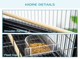 Large Bird Cage Budgie Cage with Stand, Storage Shelf, Wood Perch for Parrot Canary Parakeet T3398P376240