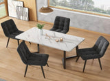 117x68cm Dining,, Metal Frame Rectangular Dining Modern Marble Pattern Kitchen WF322119AAS