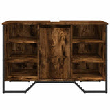 Bathroom Sink Cabinet Smoked Oak 91x35x60 cm Engineered Wood 848666