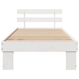 Bed Frame with Headboard White 75 x 190 cm Solid Pine Wood 872468