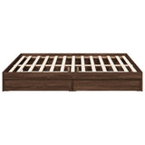 Bed Frame with Drawers without Mattress Brown Oak 200x200 cm 3280635