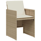3 Piece Bistro Set with Cushions Beige Poly Rattan 365069
