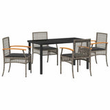 Garden Dining Set with Cushion 5 pcs Grey and Black Rattan 3380822