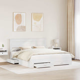 Bed Frame with Headboard White 200 x 200 cm Engineered Wood 3409953