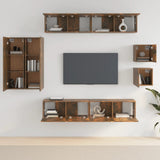8 Piece TV Cabinet Set Smoked Oak Engineered Wood 3114491