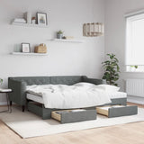 Daybed with Trundle and Drawers Dark Grey 90x190 cm Fabric 3197502