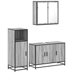 ZNTS 3 Piece Bathroom Furniture Set Grey Sonoma Engineered Wood 3300953