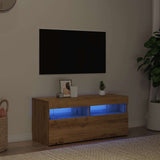 TV Cabinet with LED Lights Artisan Oak 90x35x40 cm Engineered Wood 856308