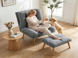 Recliner Chair with Footstool, Recliner Armchair with Adjustable Backrest, Thick Cushion and Wooden T3398P550268