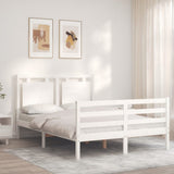 Bed Frame without Mattress White Double Solid Wood 3194027