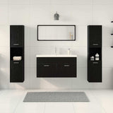 Bathroom Furniture Set 4 pcs Black Oak Engineered Wood 3334373