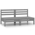 Garden Middle Sofas 2 pcs Grey Solid Pinewood 806589