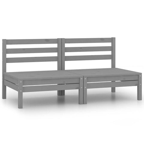 Garden Middle Sofas 2 pcs Grey Solid Pinewood 806589