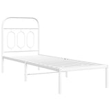 Metal Bed Frame without Mattress with Headboard White 75x190cm 377156