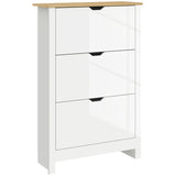Slim Shoe Cabinet, Narrow Shoe Cupboard with 3 Flip Drawers, Adjustable Shelves for 18 Pairs of T3398P343312