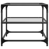 Coffee Tables with Transparent Glass Top 2 pcs 50x50x45 cm Steel 846007