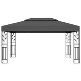 Gazebo with Double Roof&LED String Lights 3x4m Anthracite 3070299