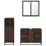 3 Piece Bathroom Furniture Set Brown Oak Engineered Wood 3300964