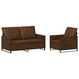 Sofa Set 2 pcs Brown Faux Suede Fabric 3433122