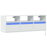 TV Wall Cabinet with LED Lights White 130x31x45 cm 852341