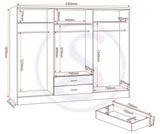 ZNTS Nevada 6 Door 2 Drawer Mirrored Wardrobe 100-101-109