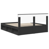 Bed Frame with Headboard Black 160 x 200 cm Solid Pine Wood 3410574