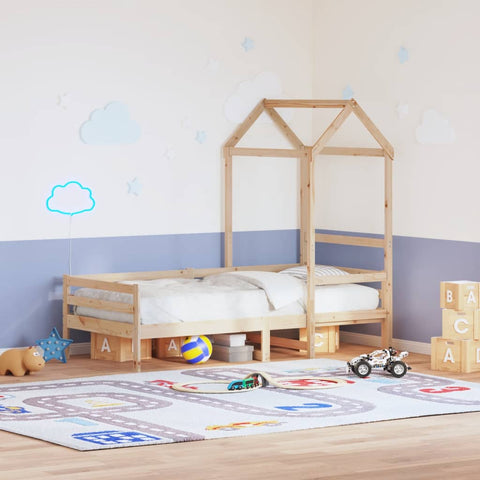 ZNTS Day Bed with Roof without Mattress 90x200 cm Solid Wood 3282190