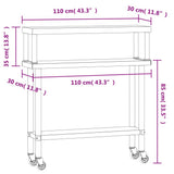Kitchen Work Table with Overshelf 110x30x120 cm Stainless Steel 3208897