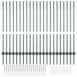 Embedded Fence Post 22 pcs Green 160 cm Powder-Coated Steel 3335920