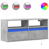 TV Wall Cabinet with LED Lights Concrete Grey 100x31x45 cm 852337