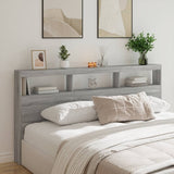 Headboard Cabinet with LED Grey Sonoma 200x17x102 cm 839222