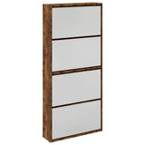 Shoe Cabinet with Mirror 4-Layer Smoked Oak 63x17x134 cm 3228277
