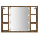 Mirror Cabinet with LED Smoked Oak 76x15x55 cm 820445