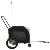 ZNTS Pet Bike Trailer Black and Grey Oxford Fabric and Iron 93853