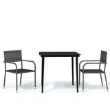 Garden Dining Set Grey, Black PE Rattan, Steel, Glass Medium 3099595