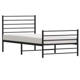 Metal Bed Frame without Mattress with Footboard Black 100x200cm 352332