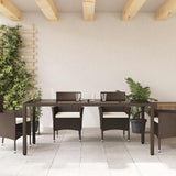 Garden Table with Glass Top Brown 190x90x75 cm Poly Rattan 365540