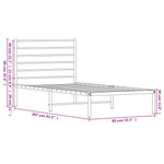 ZNTS Metal Bed Frame without Mattress with Headboard Black 80x200cm 352310