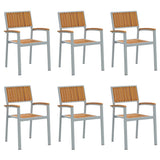 Stacking Chair 6 pcs Brown 56 x 57 x 87 cm Solid Acacia Wood 3284395
