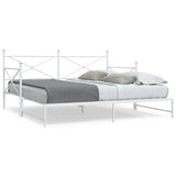 Daybed with Trundle without Mattress White 107x203 cm Steel 4104692