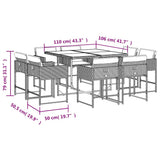 9 Piece Garden Dining Set with Cushions Grey Poly Rattan 3211376