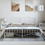 Metal Bed Frame without Mattress with Footboard White 183x213cm 373861